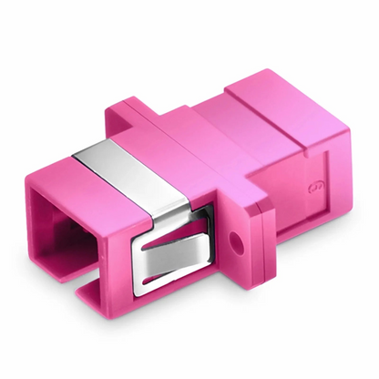 FyberOptix SC/UPC to SC/UPC Simplex OM4 Multimode Plastic Fiber Optic Adapter/Coupler with Flange, Violet
