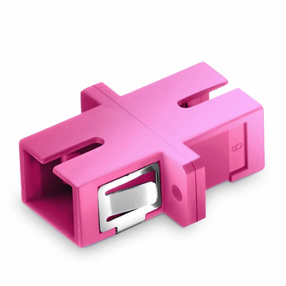 FyberOptix SC/UPC to SC/UPC Simplex OM4 Multimode Plastic Fiber Optic Adapter/Coupler with Flange, Violet