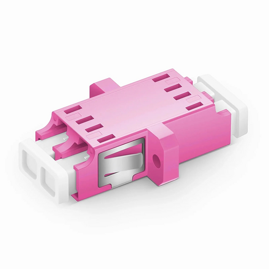 FyberOptix LC/UPC to LC/UPC Duplex OM4 Multimode SC Footprint Plastic Fiber Optic Adapter/Coupler with Flange, Violet