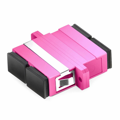 FyberOptix SC/UPC to SC/UPC Duplex OM4 Multimode Plastic Fiber Optic Adapter/Coupler with Flange, Violet