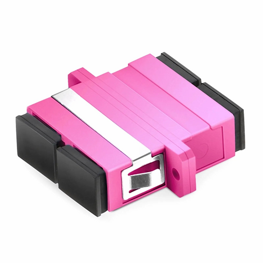 FyberOptix SC/UPC to SC/UPC Duplex OM4 Multimode Plastic Fiber Optic Adapter/Coupler with Flange, Violet