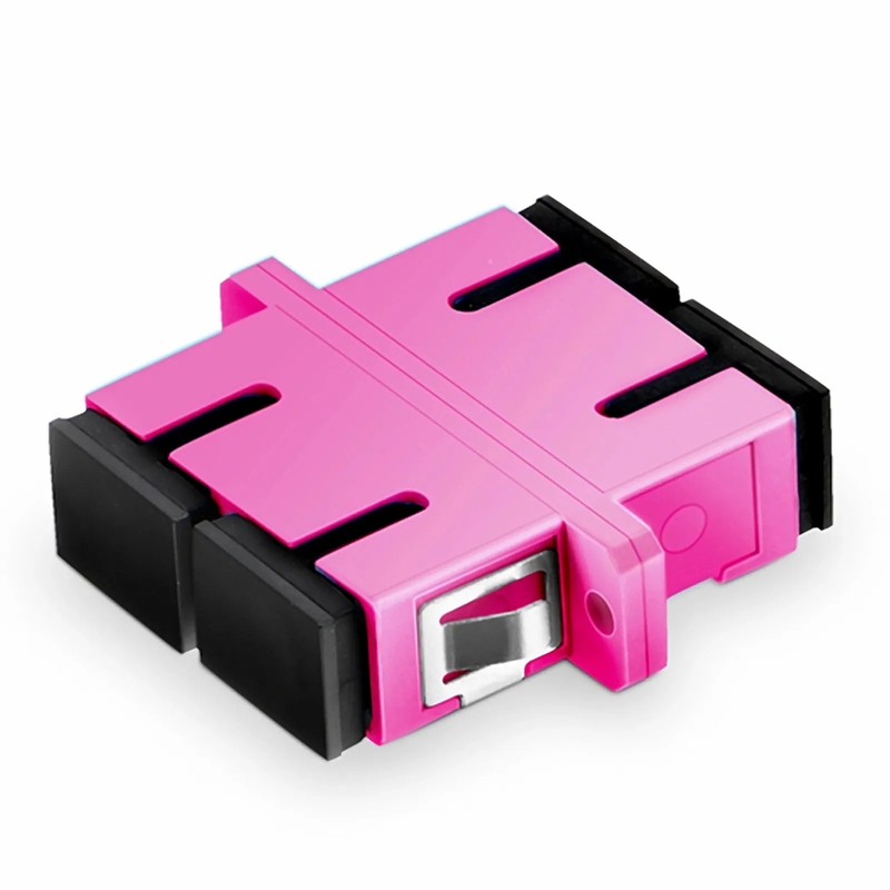 FyberOptix SC/UPC to SC/UPC Duplex OM4 Multimode Plastic Fiber Optic Adapter/Coupler with Flange, Violet
