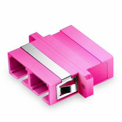 FyberOptix SC/UPC to SC/UPC Duplex OM4 Multimode Plastic Fiber Optic Adapter/Coupler with Flange, Violet