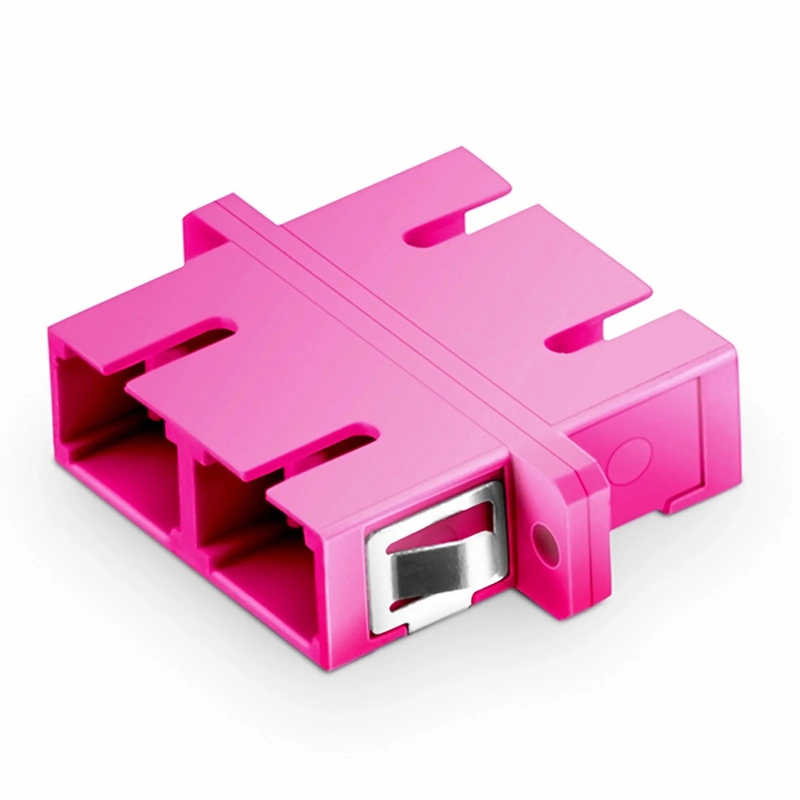 FyberOptix SC/UPC to SC/UPC Duplex OM4 Multimode Plastic Fiber Optic Adapter/Coupler with Flange, Violet