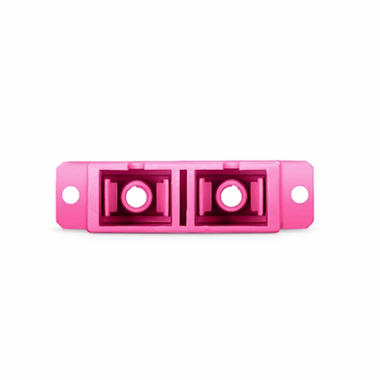 FyberOptix SC/UPC to SC/UPC Duplex OM4 Multimode Plastic Fiber Optic Adapter/Coupler with Flange, Violet