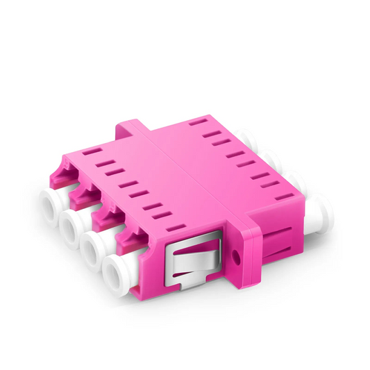 FyberOptix LC/UPC to LC/UPC Quad OM4 Multimode Plastic Fiber Adapter/Coupler with Flange, Violet