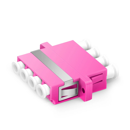 FyberOptix LC/UPC to LC/UPC Quad OM4 Multimode Plastic Fiber Adapter/Coupler with Flange, Violet