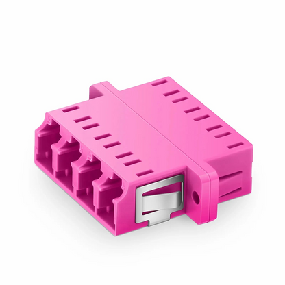 FyberOptix LC/UPC to LC/UPC Quad OM4 Multimode Plastic Fiber Adapter/Coupler with Flange, Violet