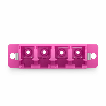 FyberOptix LC/UPC to LC/UPC Quad OM4 Multimode Plastic Fiber Adapter/Coupler with Flange, Violet