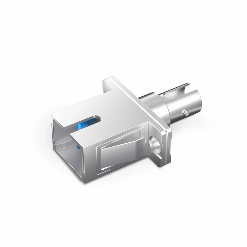 FyberOptix ST/UPC Female to SC/UPC Female Hybrid Simplex Single Mode/Multimode Metal Fiber Optic Adapter/Coupler with Flange