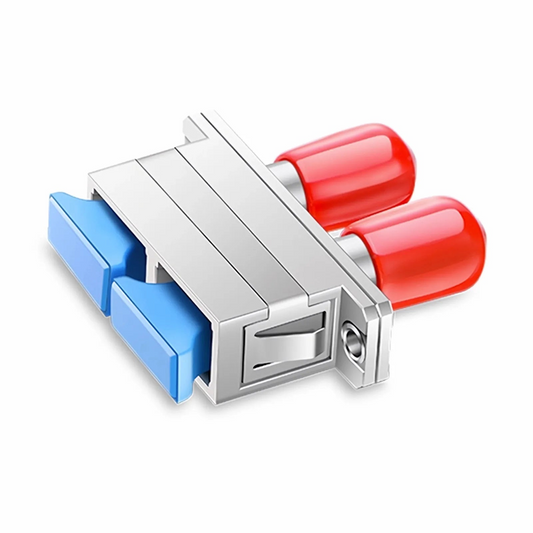 FyberOptix ST/UPC Female to SC/UPC Female Hybrid Duplex Single Mode/Multimode Metal Fiber Optic Adapter/Coupler with Flange