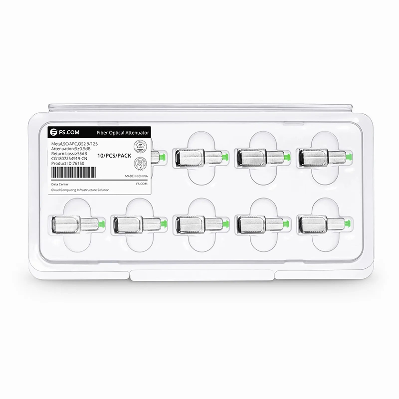 FyberOptix SC/APC Singlemode Fixed Fiber Optic Attenuator, Male-Female, 5dB (10pcs/Pack)