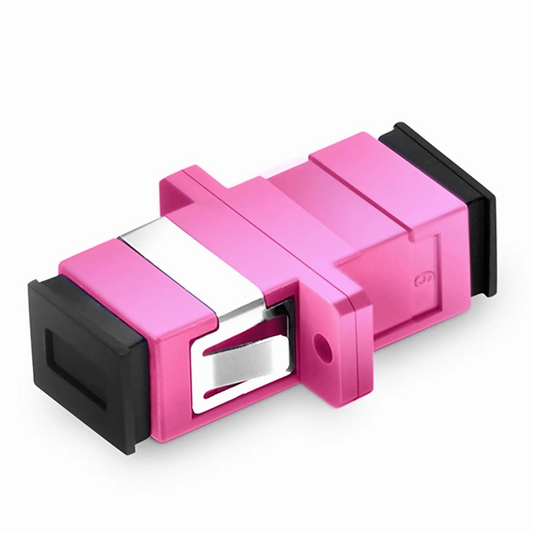 FyberOptix SC/UPC to SC/UPC Simplex OM4 Multimode Plastic Fiber Optic Adapter/Coupler with Flange, Violet