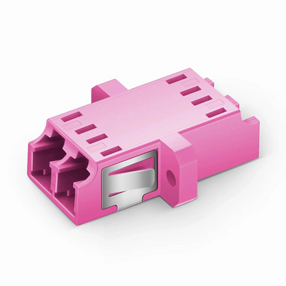 FyberOptix LC/UPC to LC/UPC Duplex OM4 Multimode SC Footprint Plastic Fiber Optic Adapter/Coupler with Flange, Violet, 10Pcs/Pack