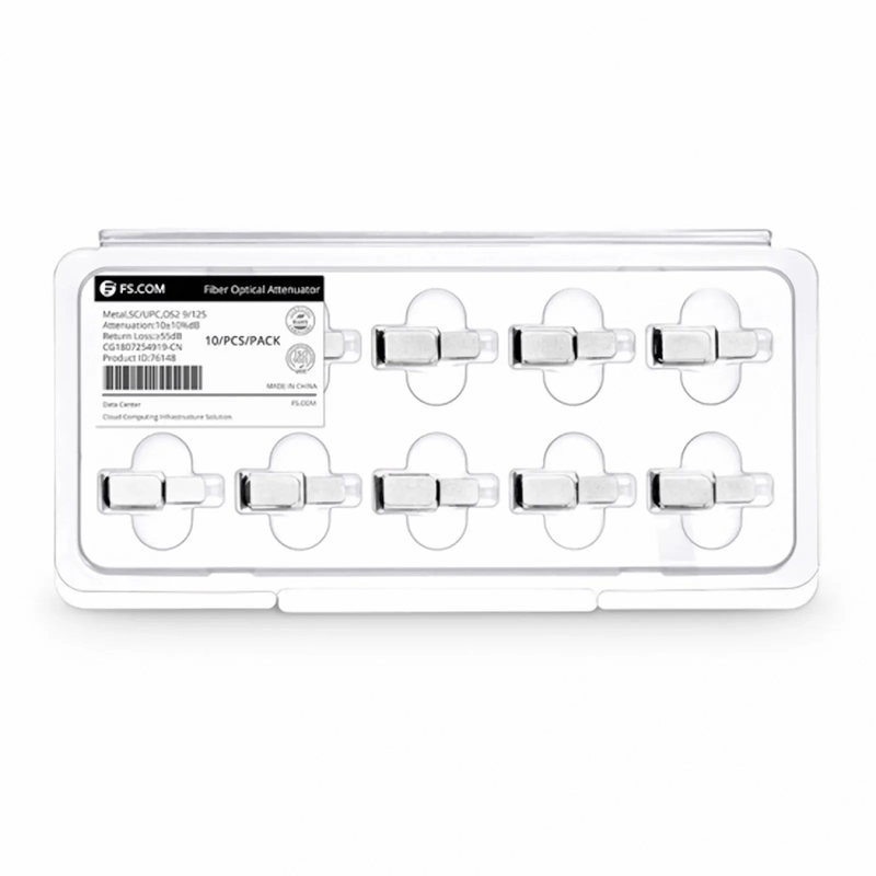 FyberOptix SC/UPC Singlemode Fixed Fiber Optic Attenuator, Male-Female, 10dB (10pcs/Pack)