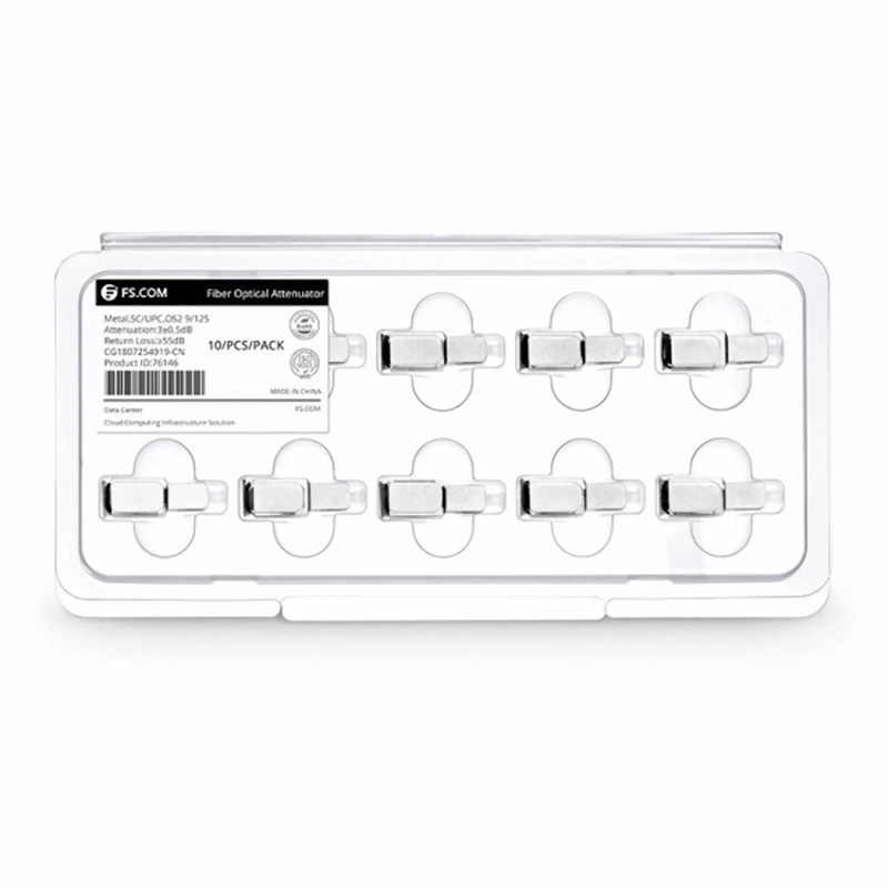 FyberOptix SC/UPC Singlemode Fixed Fiber Optic Attenuator, Male-Female, 3dB (10pcs/Pack)