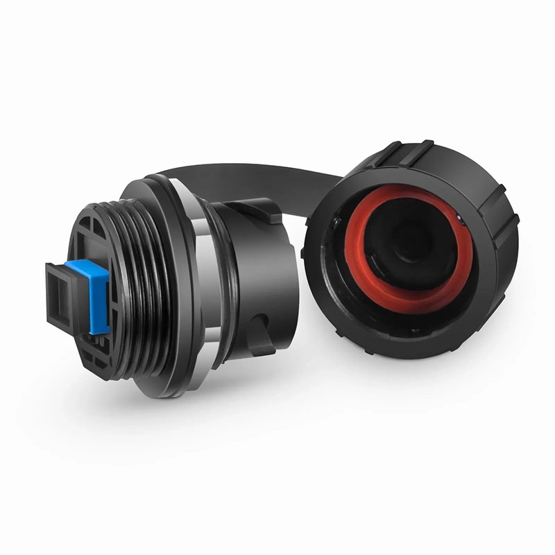 FyberOptix IP67 SC UPC OS2 Single Mode Bulkhead Adapter/Mating Sleeve with Dust Cap