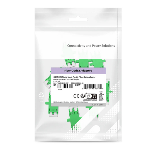 FyberOptix LC/APC to LC/APC Duplex OS2 Single Mode Plastic Fiber Optic Adapter/Coupler with Flange (10pcs/Pack)