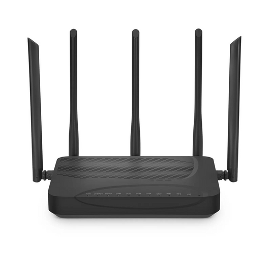 FyberOptix ONU1930-4GC-W, XGPON HGU ONU with 1 x PON, 4 x GE, 1x RF, 1 x USB, and 5 x External Dual Band Antennas (3000M WiFi 4/5/6)