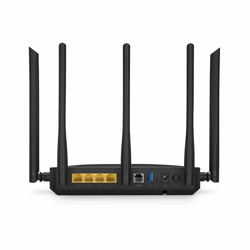 FyberOptix ONU1910-4GV-W, XPON (GPON + EPON) HGU ONU, 1 x PON, 4 x GE, 1 x POTS, 1 x USB, and 5 x External Dual Band Antennas (3000M WiFi 4/5/6)