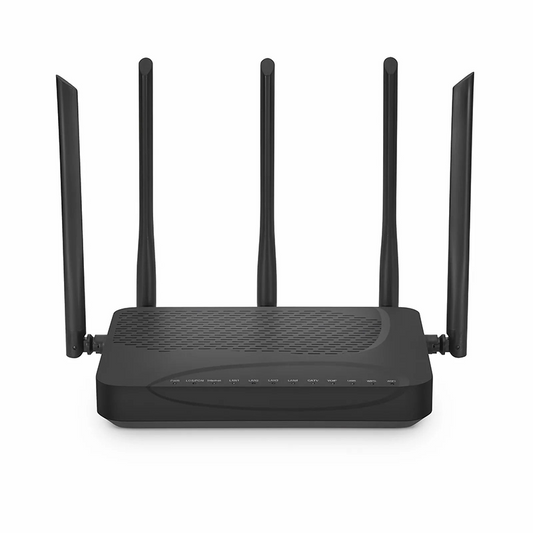 FyberOptix ONU1911-4GVC-W, XPON (GPON+EPON) ONU, with 1x PON, SC/UPC, 4x GE, 1x POTS, 1x USB, 1x RF, and 5x External Antennas (3000M WiFi 6)