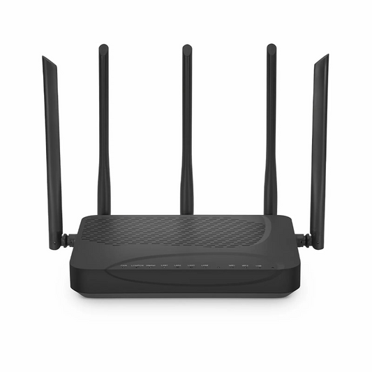 FyberOptix ONU1910-4G-W, XPON (GPON + EPON) HGU ONU, 1 x PON, 4 x GE, 1 x USB, and 5 x External Dual Band Antennas (3000M WiFi 4/5/6)