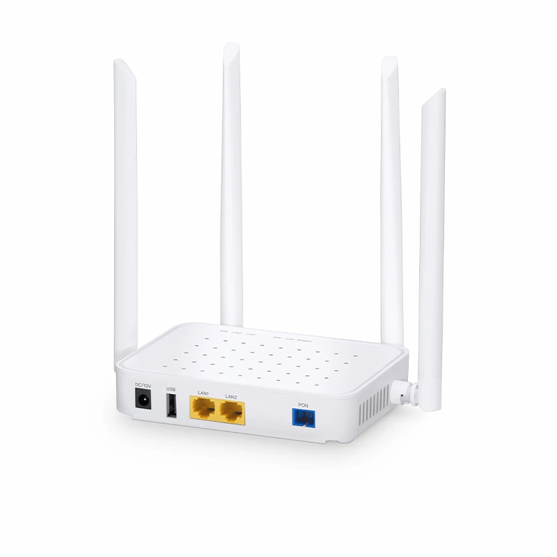 FyberOptix ONU1910-2G-W, XPON (GPON+EPON) ONU, with 1x PON, SC/UPC, 2x GE, 1x USB, and 4x External Antennas (1200M WiFi 5)