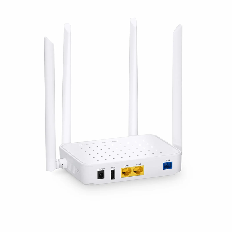 FyberOptix ONU1910-2G-W, XPON (GPON+EPON) ONU, with 1x PON, SC/UPC, 2x GE, 1x USB, and 4x External Antennas (1200M WiFi 5)