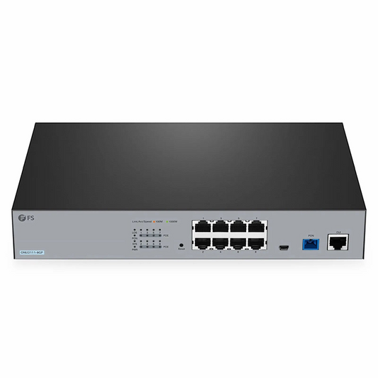FyberOptix ONU2111-8GP, XPON (GPON + EPON) MDU ONU with 1 x PON, 8 x GE PoE/PoE+@138.5W