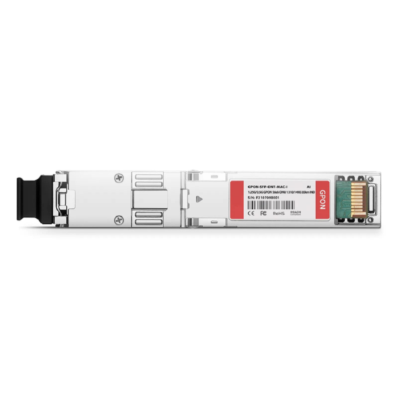 FyberOptix Arista Compatible GPON ONU Stick with MAC and Web Interface SFP 1310nm-TX/1490nm-RX 1.244G-TX/2.488G-RX Class B+ 20km DOM Simplex SC/APC SMF Optical Transceiver Module (Industrial)