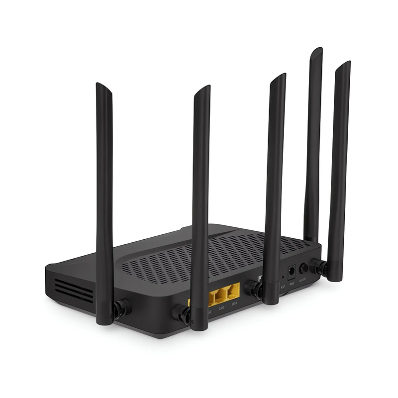 FyberOptix ONU1930-4GV-W, XGPON HGU ONU with 1 x PON, 4 x GE, 1 x POTS, 1 x USB, and 5 x External Dual Band Antennas (3000M WiFi 4/5/6)