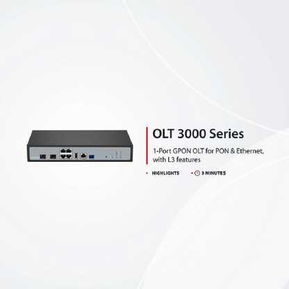 FyberOptix OLT3000-1GP, Single-Port Mini GPON OLT with 1x 10G SFP+, 1x GPON/XG(S)PON Uplink Ports, 4x GE Downlink Ports, AC/DC Power Supply