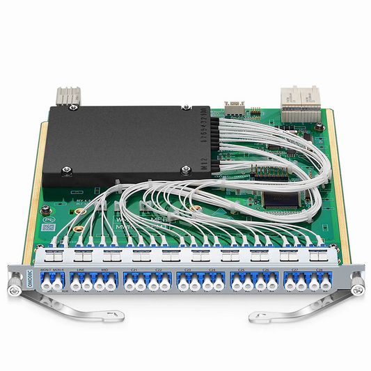 FyberOptix Customized 8 Channels Active DWDM Mux Demux, 100GHz, with Monitor Port and Cascade Port, LC/UPC, Dual Fiber, MS8100 Plug-in Module