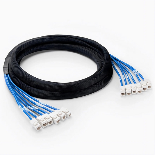 FyberOptix 82ft (25m) 6 Jack to 6 Jack Cat6 Unshielded (UTP) PVC CMR Blue Pre-Terminated Copper Trunk Cable