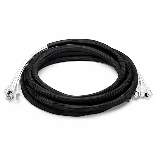 FyberOptix 33ft (10m) 6 Plug to 6 Plug Cat6a Shielded (S/FTP) PVC CMR Pre-Terminated Copper Trunk Cable
