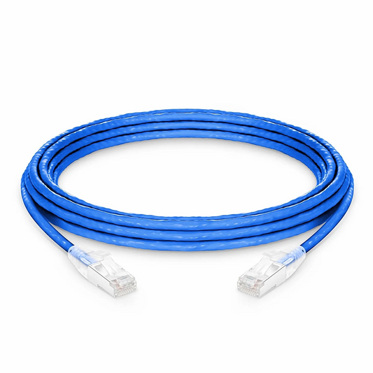 FyberOptix 16ft (4.9m) Cat6a 26AWG Snagless Shielded (S/FTP) PVC CM Ethernet Network Patch Cable, Blue