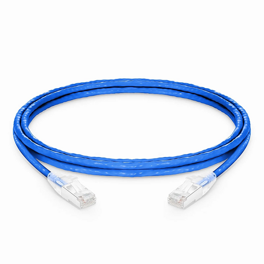 FyberOptix 8ft (2.4m) Cat6a 26AWG Snagless Shielded (S/FTP) PVC CM Ethernet Network Patch Cable, Blue