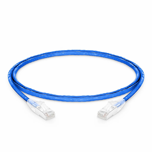 FyberOptix 4ft (1.2m) Cat6a 26AWG Snagless Shielded (S/FTP) PVC CM Ethernet Network Patch Cable, Blue
