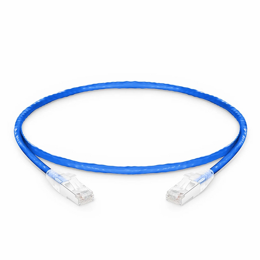 FyberOptix 1ft (0.3m) Cat6a 26AWG Snagless Shielded (S/FTP) PVC CM Ethernet Network Patch Cable, Blue