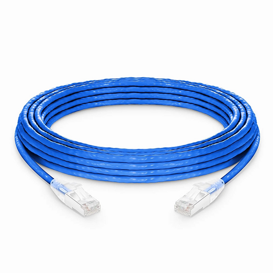 FyberOptix 33ft (10m) Cat6a 26AWG Snagless Shielded (S/FTP) PVC CM Ethernet Network Patch Cable, Blue