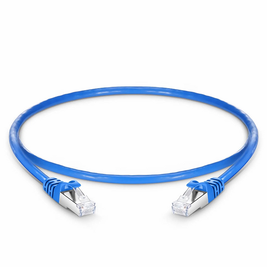 FyberOptix 1ft (0.3m) Cat6a 26AWG Snagless Shielded (S/FTP) PVC CM Ethernet Network Patch Cable, Blue