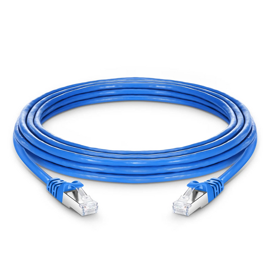 FyberOptix 20ft (6.1m) Cat6a 26AWG Snagless Shielded (S/FTP) PVC CM Ethernet Network Patch Cable, Blue