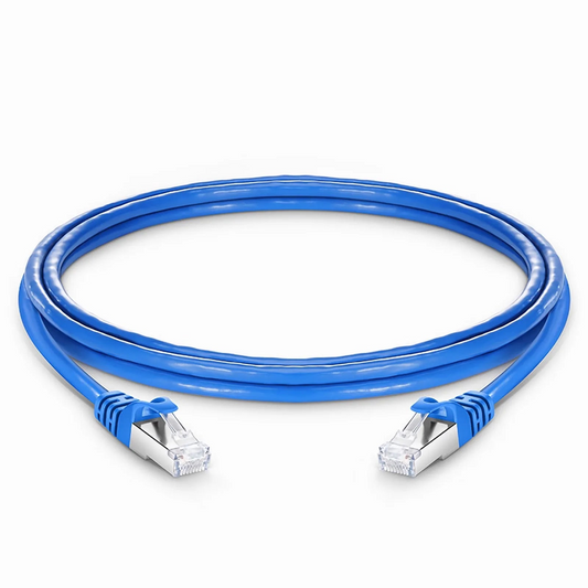 FyberOptix 8ft (2.4m) Cat6a 26AWG Snagless Shielded (S/FTP) PVC CM Ethernet Network Patch Cable, Blue