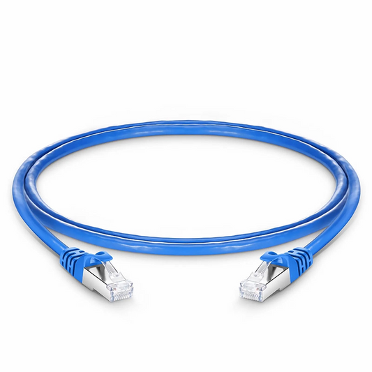 FyberOptix 4ft (1.2m) Cat6a 26AWG Snagless Shielded (S/FTP) PVC CM Ethernet Network Patch Cable, Blue