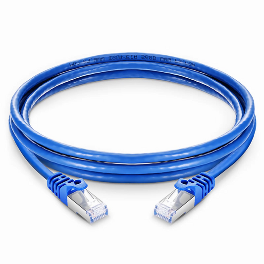 FyberOptix 50ft (15.2m) Cat6a 26AWG Snagless Shielded (S/FTP) PVC CM Ethernet Network Patch Cable, Blue