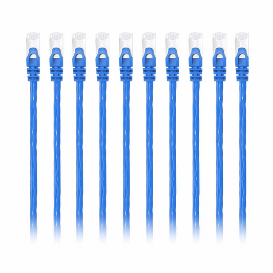 FyberOptix 1ft (0.3m) Cat6 26AWG Snagless Shielded (S/FTP) PVC CM Ethernet Network Patch Cable, Blue, (10pcs/pack)
