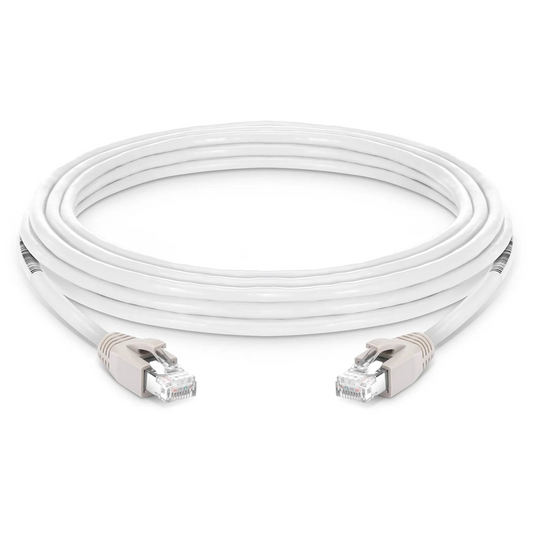FyberOptix 25ft (7.6m) Cat8 24AWG Snagless Shielded (S/FTP) PVC CM Ethernet Network Patch Cable, PoE++, 40G, 2GHz, Off-White