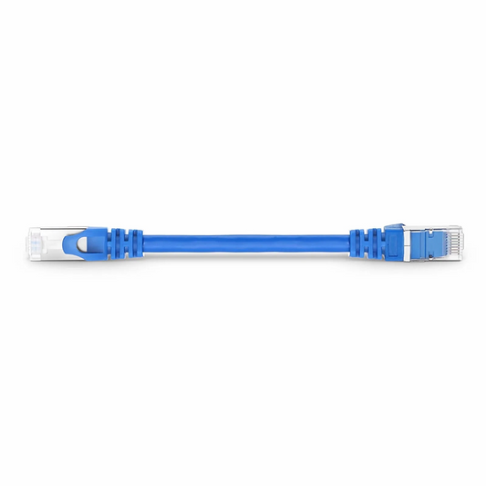 FyberOptix 6in (0.15m) Cat6 26AWG Snagless Shielded (S/FTP) PVC CM Ethernet Network Patch Cable, Blue