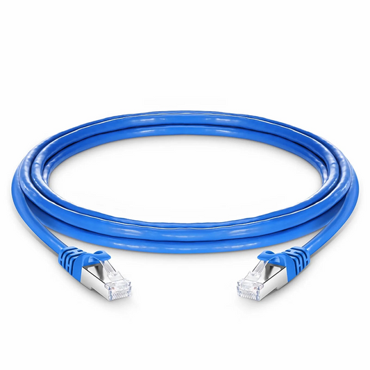 FyberOptix 10ft (3m) Cat6 26AWG Snagless Shielded (S/FTP) PVC CM Ethernet Network Patch Cable, Blue
