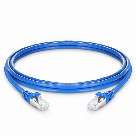 FyberOptix 5ft (1.5m) Cat6 26AWG Snagless Shielded (S/FTP) PVC CM Ethernet Network Patch Cable, Blue